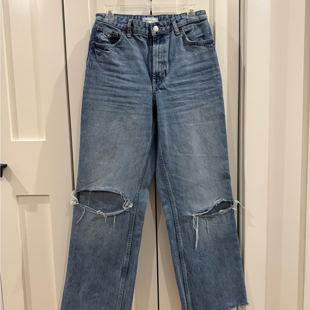 Zara Distressed Blue Denim Jeans